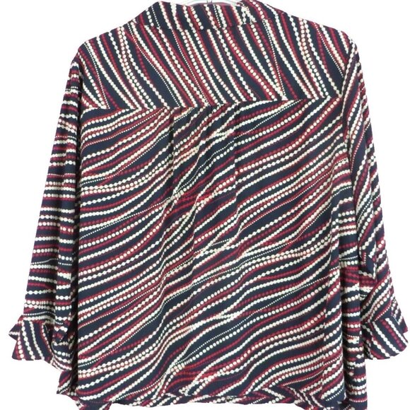 COVINGTON 3/4 Sleeve, Multicolor Bead Print Button Front Blouse. - Picture 5 of 5